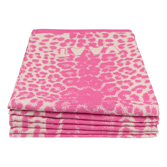 Set theedoeken I love leopard - roze / zand - 50 x 70 cm (6 stuks)