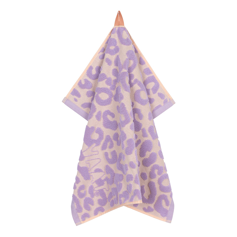 Set of kitchen towels I love leopard with embossed lilac / soft pink - 50 x 60 cm (6 pieces)