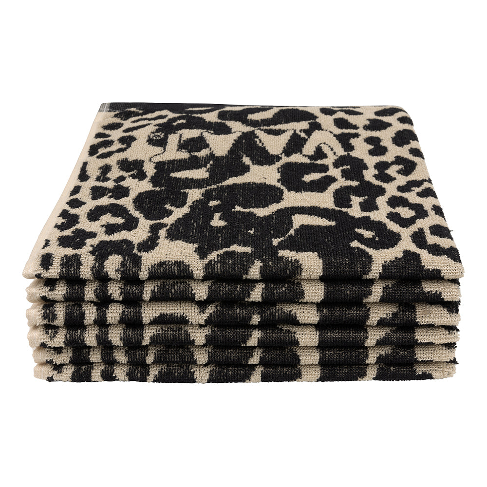 Set of kitchen towels I love leopard black / sand - 50 x 60 cm (6 pieces)